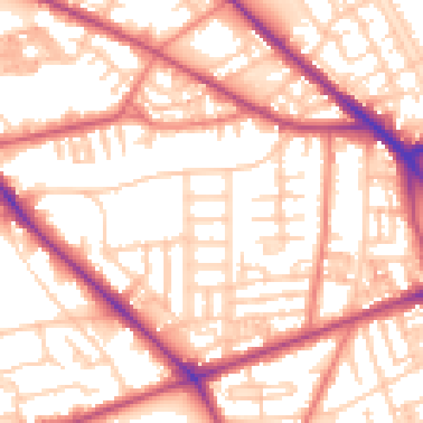 Daytime road noise heatmap for M14 5PU