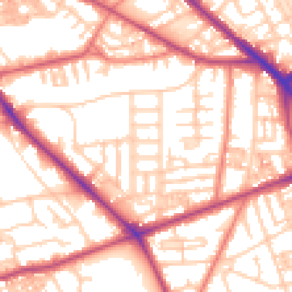 Daytime road noise heatmap for M14 5PX