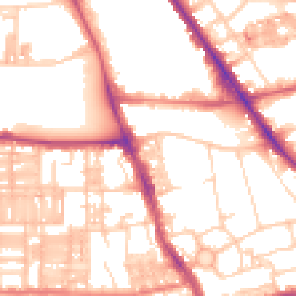 Daytime road noise heatmap for M14 5TA