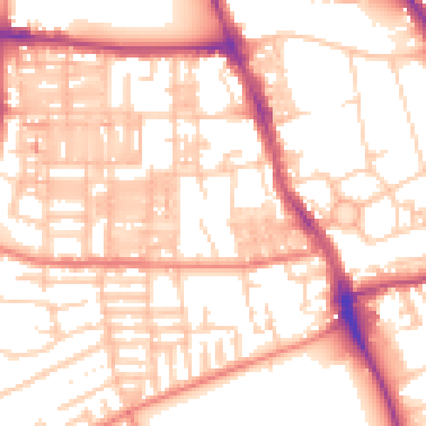 Daytime road noise heatmap for M14 5UL