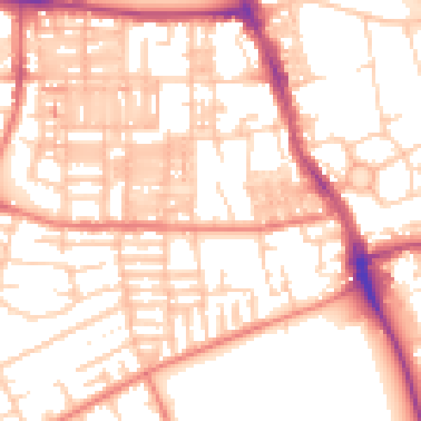 Daytime road noise heatmap for M14 5WN