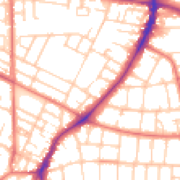 Daytime road noise heatmap for M14 6AP