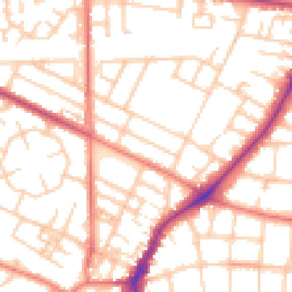 Daytime road noise heatmap for M14 6AU