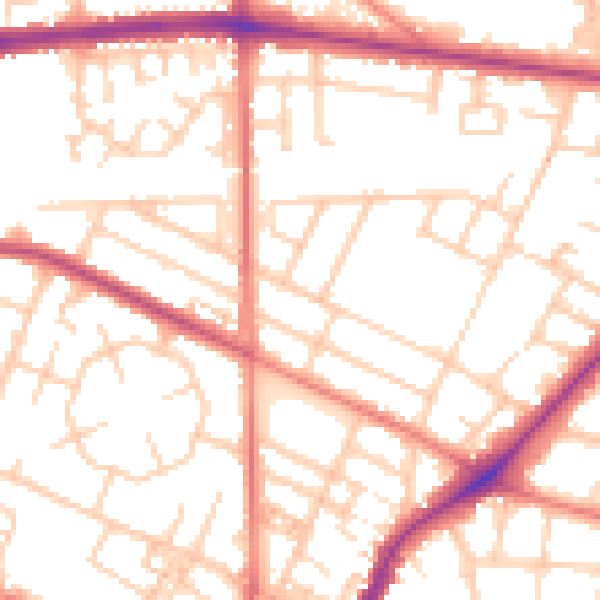 Daytime road noise heatmap for M14 6BP