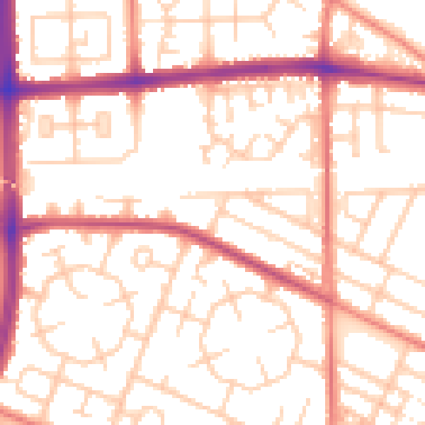 Daytime road noise heatmap for M14 6BY