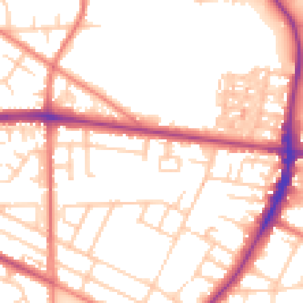 Daytime road noise heatmap for M14 6ED