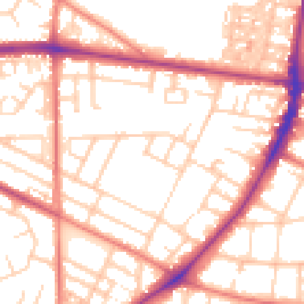 Daytime road noise heatmap for M14 6EL