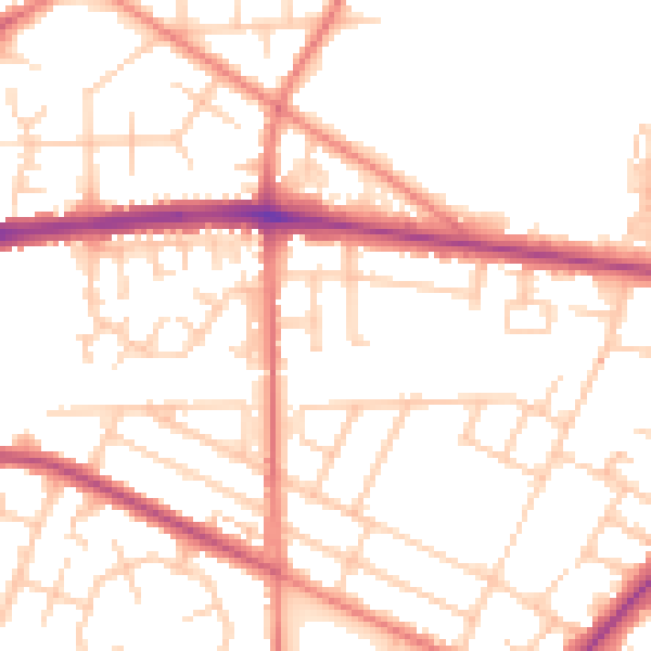 Daytime road noise heatmap for M14 6GU