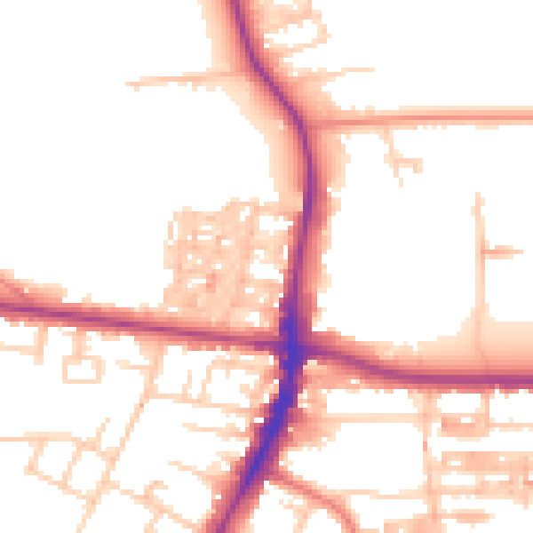 Daytime road noise heatmap for M14 6LG