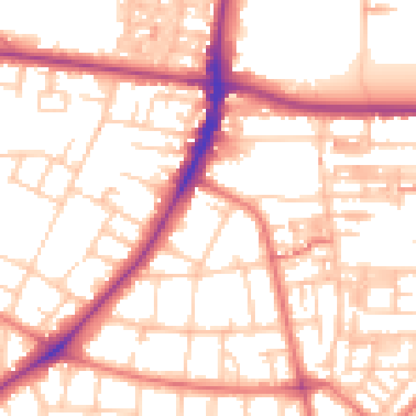 Daytime road noise heatmap for M14 6NF
