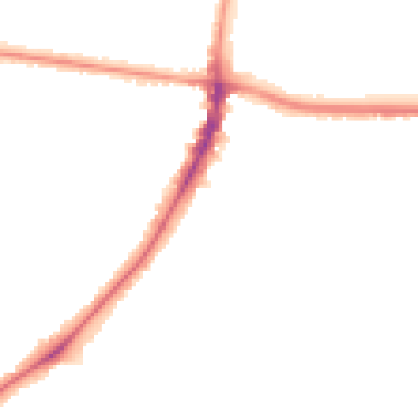 Night-time road noise heatmap for M14 6NF