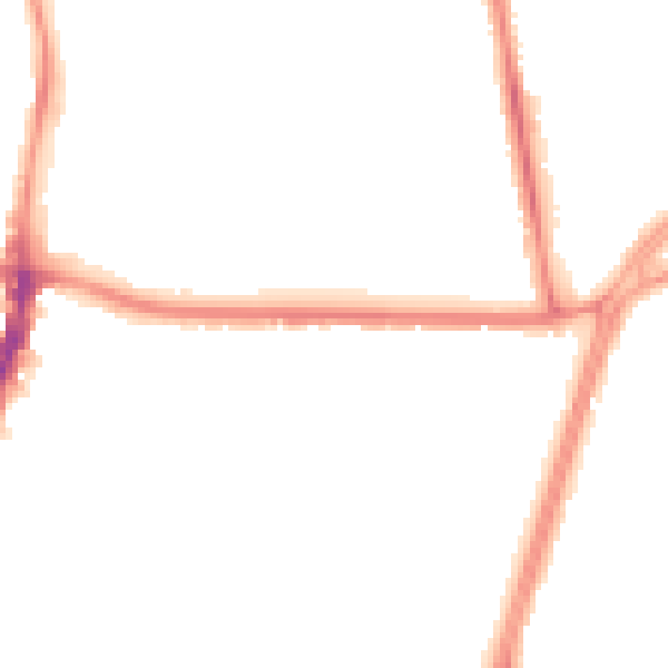 Night-time road noise heatmap for M14 6PR