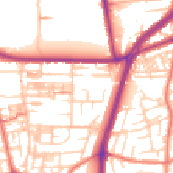 Daytime road noise heatmap for M14 6QN