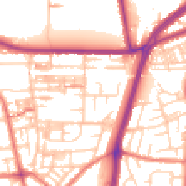Daytime road noise heatmap for M14 6QR