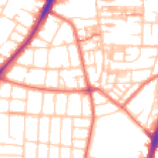 Daytime road noise heatmap for M14 6RB