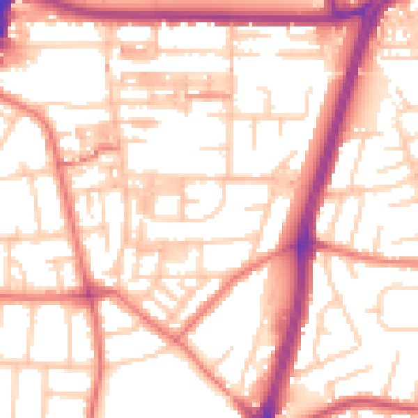 Daytime road noise heatmap for M14 6RU