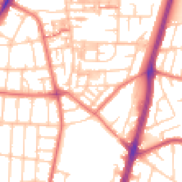Daytime road noise heatmap for M14 6SU