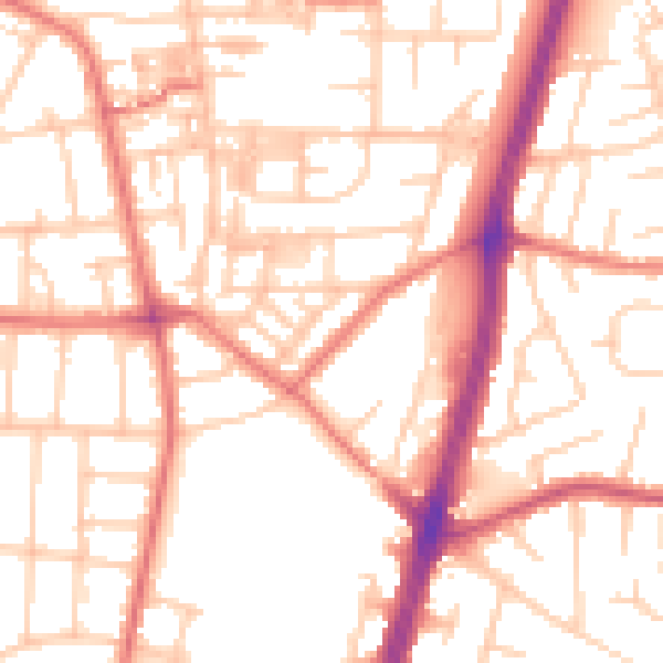 Daytime road noise heatmap for M14 6TA