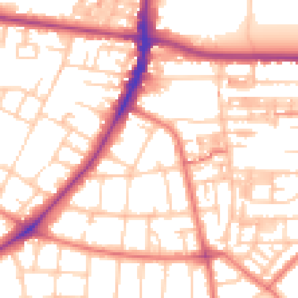 Daytime road noise heatmap for M14 6UD