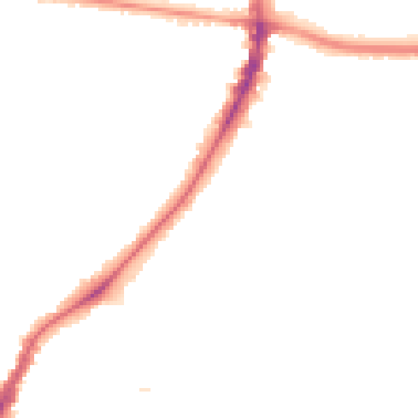 Night-time road noise heatmap for M14 6UJ