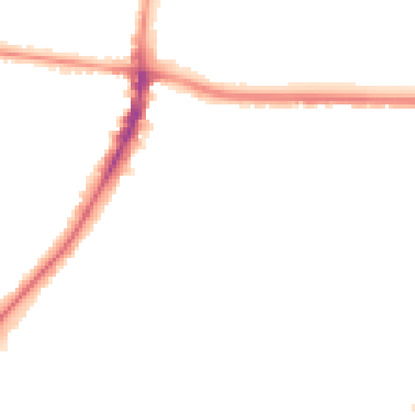 Night-time road noise heatmap for M14 6YG