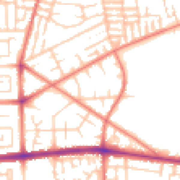 Daytime road noise heatmap for M14 7AR