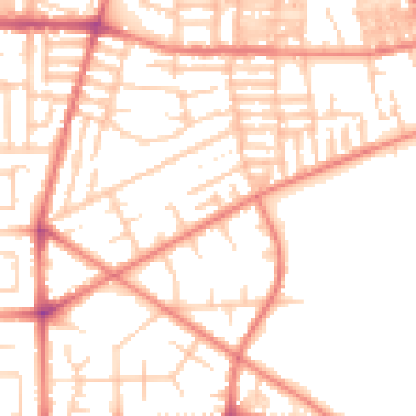 Daytime road noise heatmap for M14 7BP