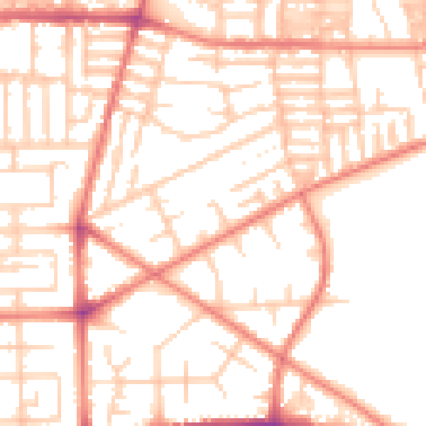 Daytime road noise heatmap for M14 7BR