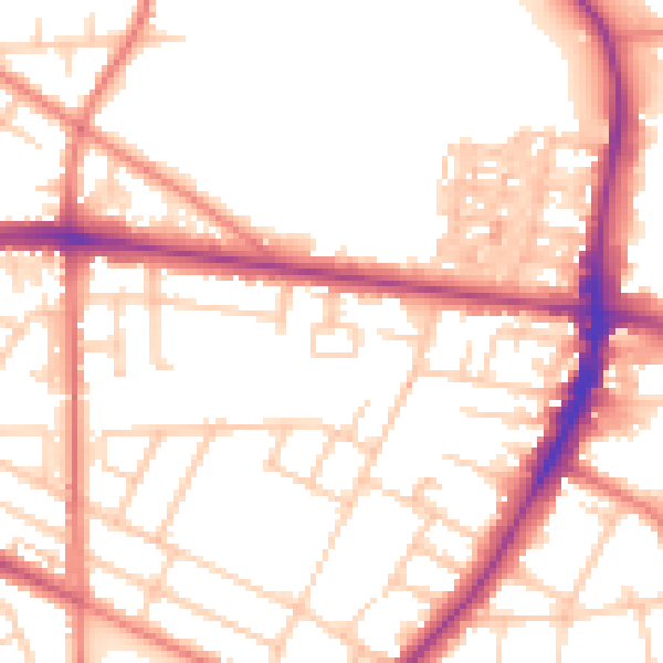 Daytime road noise heatmap for M14 7DP