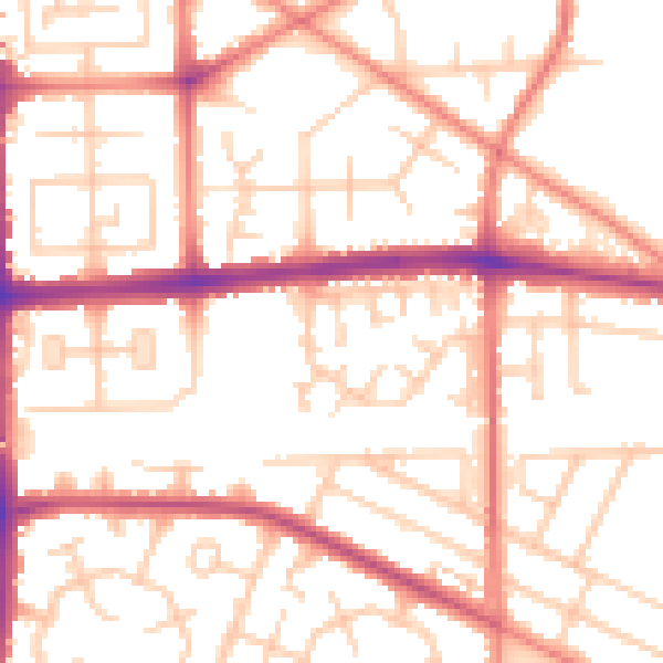 Daytime road noise heatmap for M14 7EX