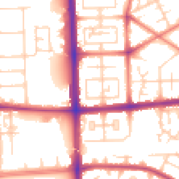Daytime road noise heatmap for M14 7HD