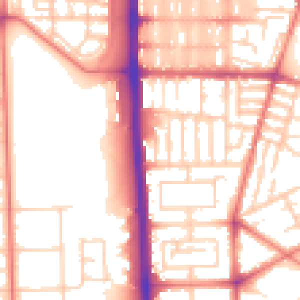 Daytime road noise heatmap for M14 7JS