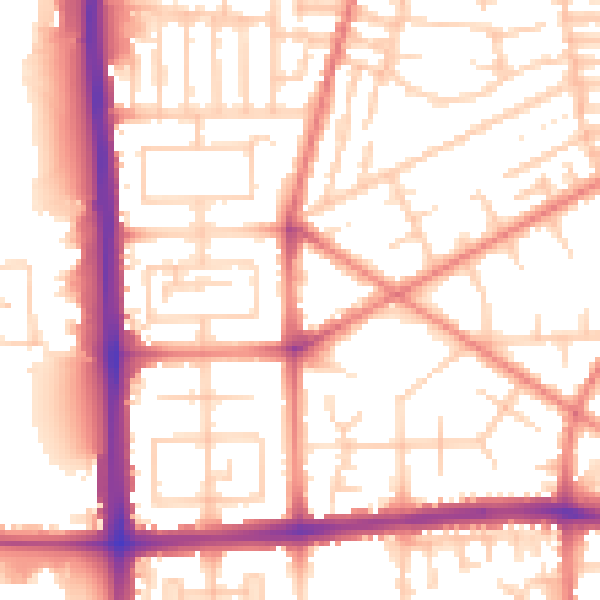 Daytime road noise heatmap for M14 7LA