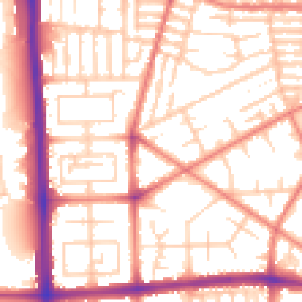 Daytime road noise heatmap for M14 7LE