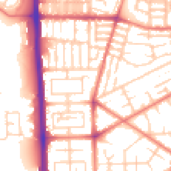 Daytime road noise heatmap for M14 7LN