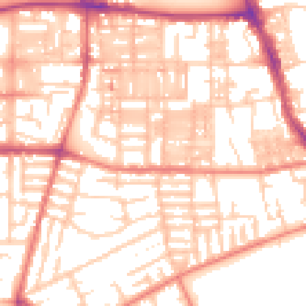 Daytime road noise heatmap for M14 7ND