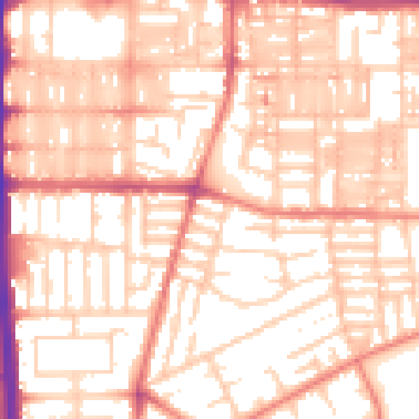 Daytime road noise heatmap for M14 7NN