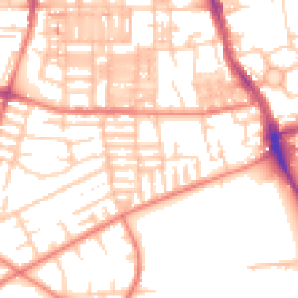 Daytime road noise heatmap for M14 7PH