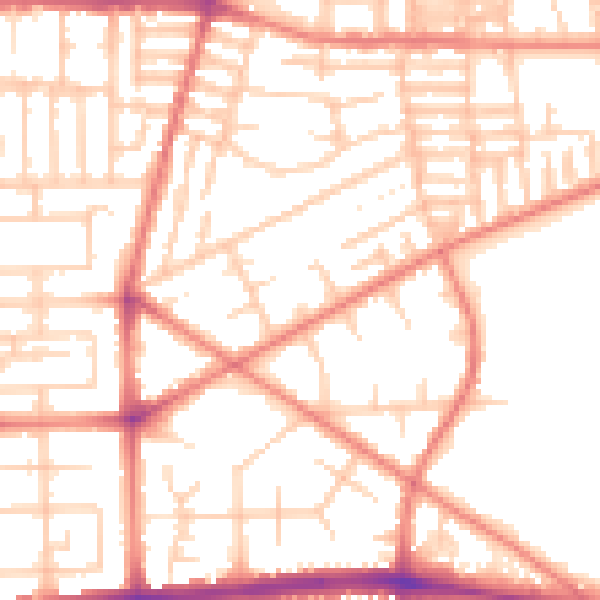 Daytime road noise heatmap for M14 7RN