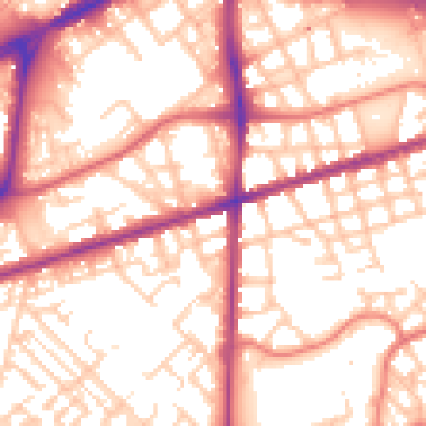 Daytime road noise heatmap for M15 4AW