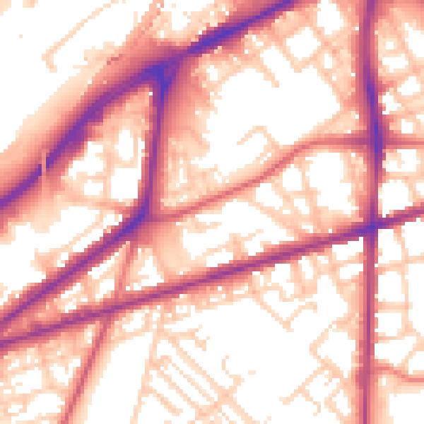 Daytime road noise heatmap for M15 4BF