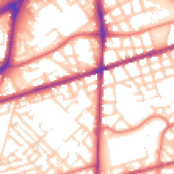 Daytime road noise heatmap for M15 4BP