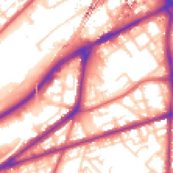 Daytime road noise heatmap for M15 4EF
