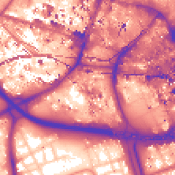 Daytime road noise heatmap for M15 4JQ