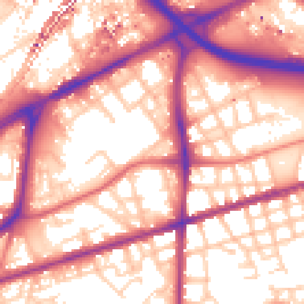Daytime road noise heatmap for M15 5JQ