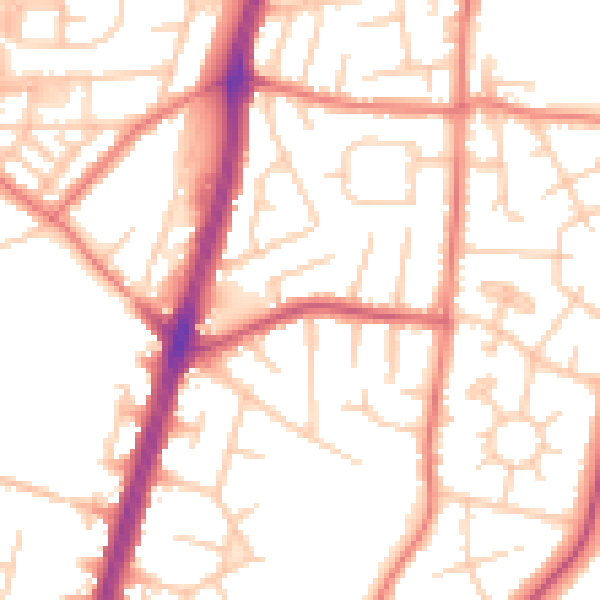 Daytime road noise heatmap for M19 1AB
