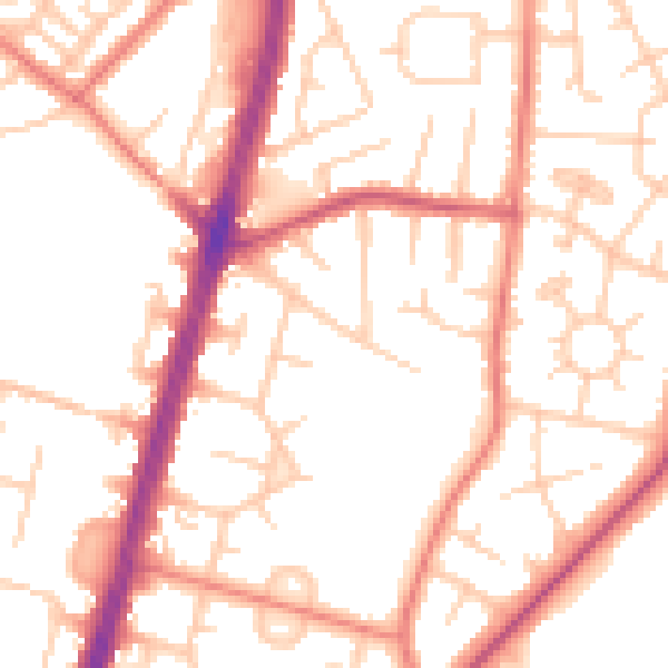 Daytime road noise heatmap for M19 1AG