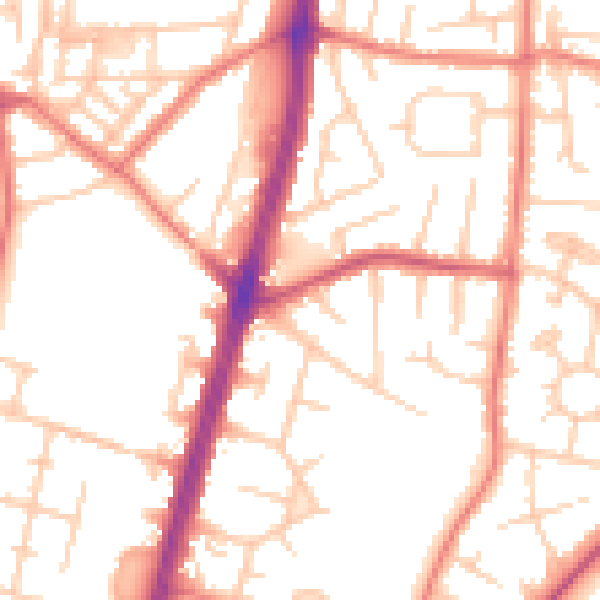 Daytime road noise heatmap for M19 1AJ