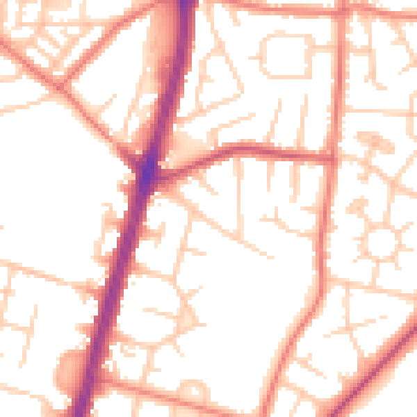 Daytime road noise heatmap for M19 1AQ