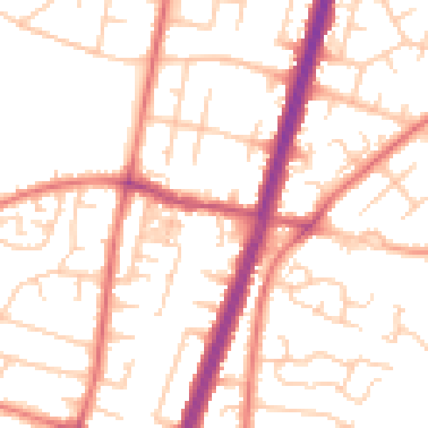 Daytime road noise heatmap for M19 1AS
